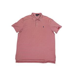 POLO Ralph Lauren Striped Performance Polo Men's XXL Short Sleeve Red White Golf